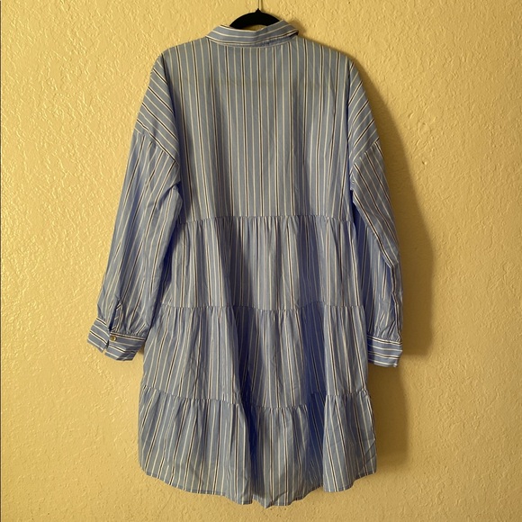 Pomander Place Tuckernuck Cara Mini Shirt Dress Size L Light Blue Striped Cotton - Picture 6 of 8